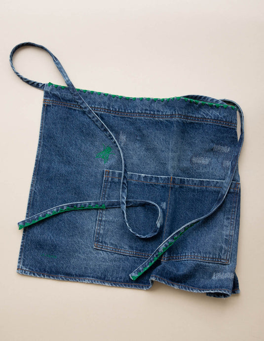 Delantal corto denim verde