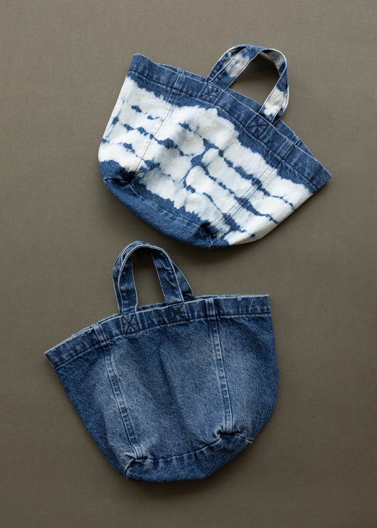 Mini tote bag denim lavado