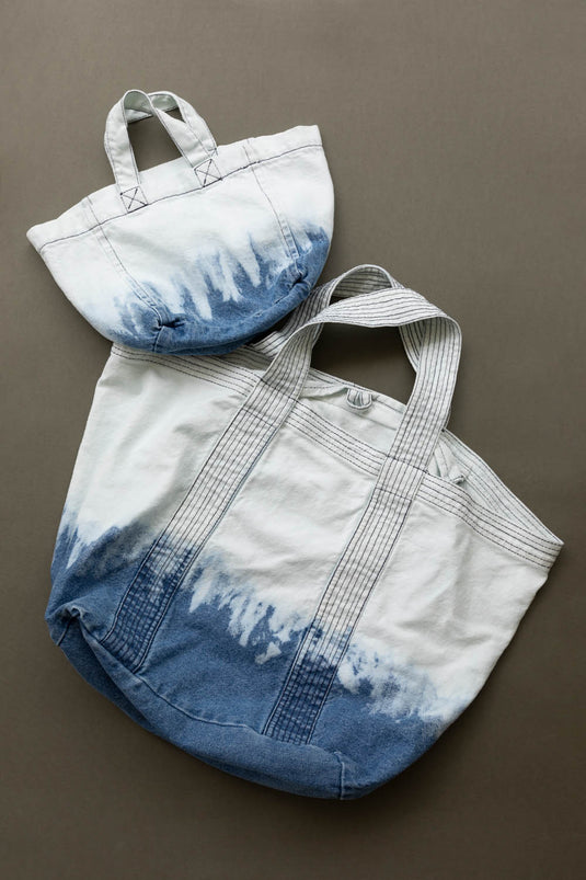 Mini tote bag denim tie dye