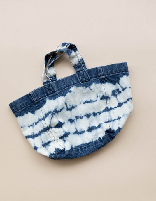 Mini tote bag denim rayas