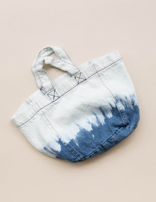 Mini tote bag denim tie dye