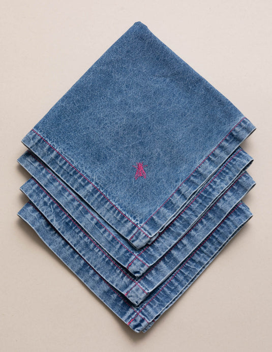 Servilletas denim La Mosca rosadas x4